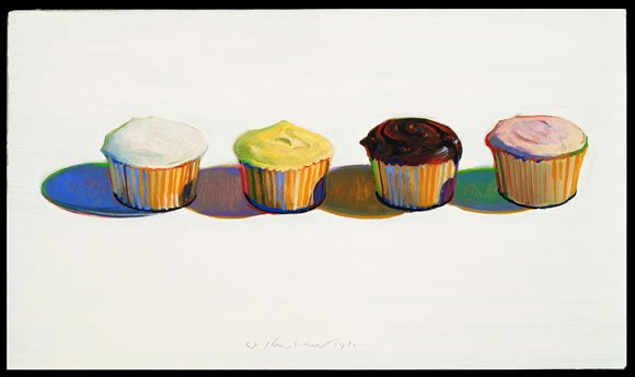 wayne thiebaud cupcake. Wayne Thiebaud, Four cupcakes,